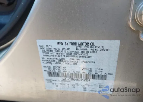 2022 Ford Ecosport Se z USA, uszkodzony, nr VIN MAJ6S3GL4NC459307